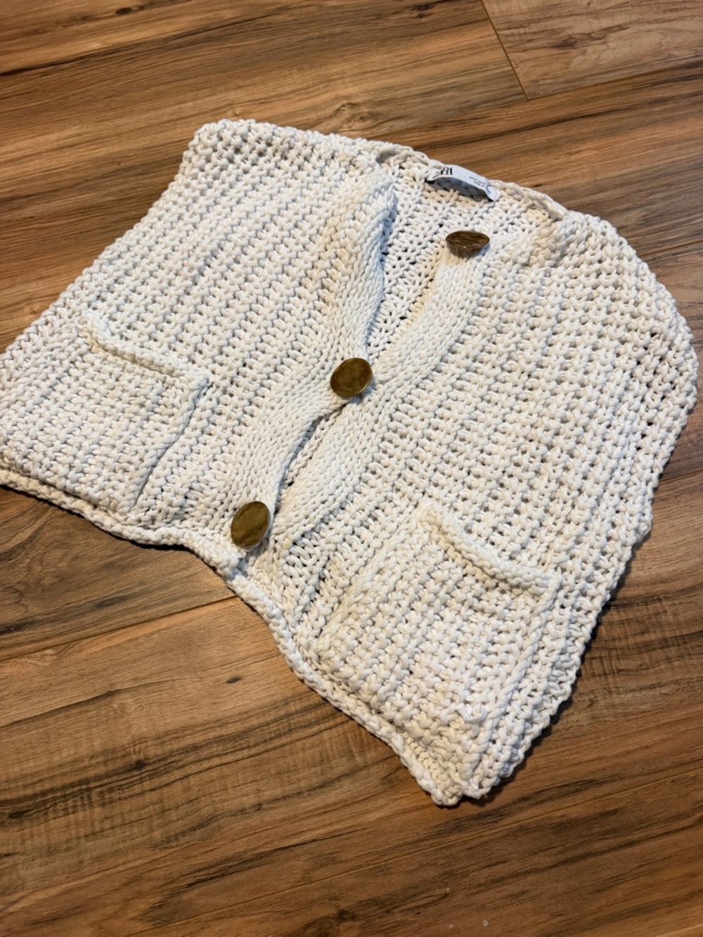 Zara Cream Crochet Knit Button Cardigan